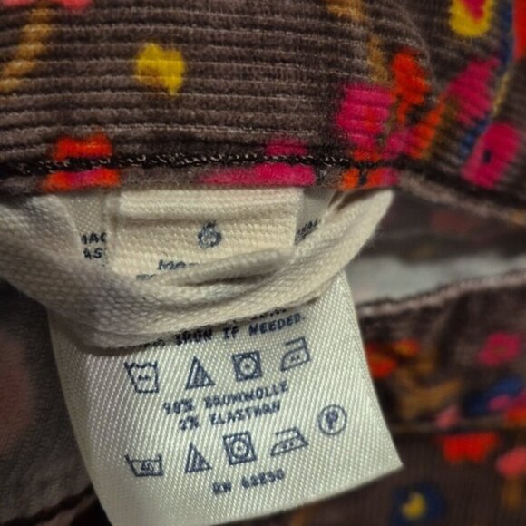 Lands' End girls size 6 brown corduroy pants with flowers, guc for knee fade - Picture 5 of 7